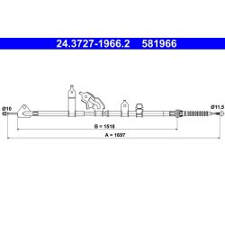 Brake Cable ATE 24.3727-1966.2 OE Ref 4643052330