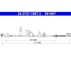 Brake Cable ATE 24.3727-1967.2 OE Ref 4642052340