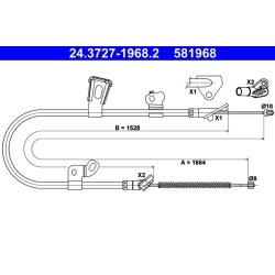 Câble de frein ATE 24.3727-1968.2 pour TOYOTA YARIS OE 46430-52070