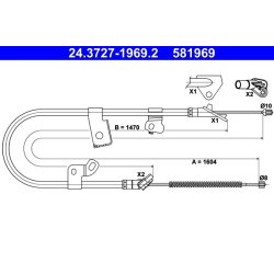 Brake Cable ATE 24.3727-1969.2 OE Ref 4642052070