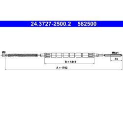 Brake Cable ATE 24.3727-2500.2 OE Ref 6U0609721