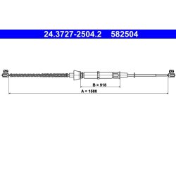 Brake Cable ATE 24.3727-2504.2 OE Ref 6Q0609721J