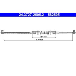Câble de frein ATE 24.3727-2505.2 pour SKODA OCTAVIA OE 1J0609721G