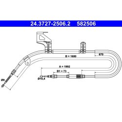 Câble de frein ATE 24.3727-2506.2 pour SKODA SUPERB OE 3BD609721