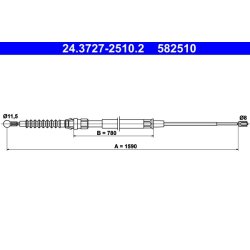 Câble de frein ATE 24.3727-2510.2 pour SKODA SUPERB OE 3T0609721