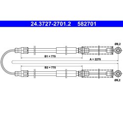 Brake Cable ATE 24.3727-2701.2 OE Ref SE022167320A