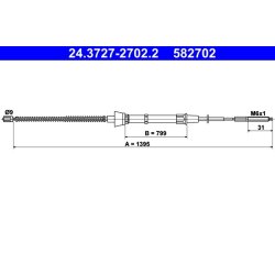 Brake Cable ATE 24.3727-2702.2 OE Ref 6X0609721C