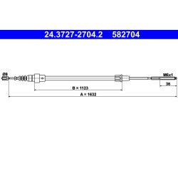 Brake Cable ATE 24.3727-2704.2 OE Ref 6K0609721F