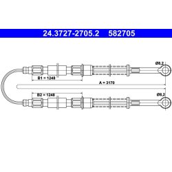 Brake Cable ATE 24.3727-2705.2 OE Ref SE024167358A