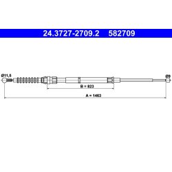 Câble de frein ATE 24.3727-2709.2 pour SEAT LEON OE 5Q0609721AS