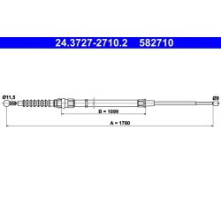 Câble de frein ATE 24.3727-2710.2 pour SEAT, SKODA TOLEDO, RAPID