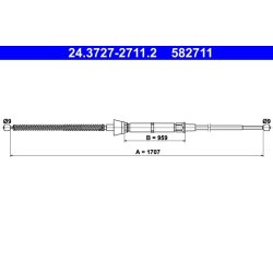 Brake Cable ATE 24.3727-2711.2 OE Ref 6R0609721H