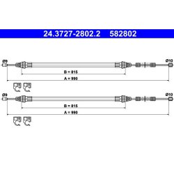 Câble de frein ATE 24.3727-2802.2 pour SMART OE 0004161V001000000