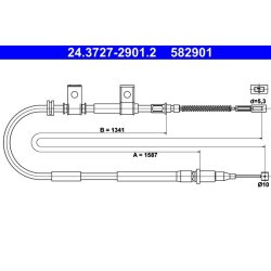 Brake Cable ATE 24.3727-2901.2 OE Ref 96245829