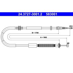 Câble de frein ATE 24.3727-3001.2 pour CHRYSLER, LANCIA DELTA OE 51808306