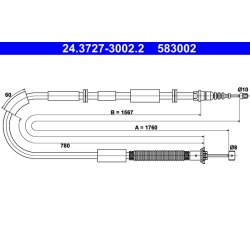 Câble de frein ATE 24.3727-3002.2 pour CHRYSLER, LANCIA DELTA OE 51808304