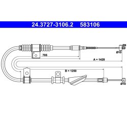 Brake Cable ATE 24.3727-3106.2 OE Ref 5977029301