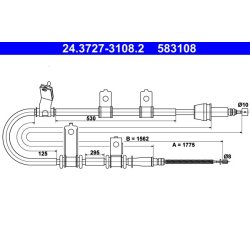 Brake Cable ATE 24.3727-3108.2 OE Ref 5991326150