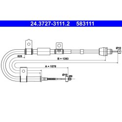 Brake Cable ATE 24.3727-3111.2 OE Ref 597702D310