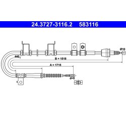 Câble de frein ATE 24.3727-3116.2 pour HYUNDAI i30 OE 59760-2L300