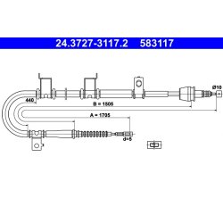 Câble de frein ATE 24.3727-3117.2 pour HYUNDAI i30 OE 59770-2L300