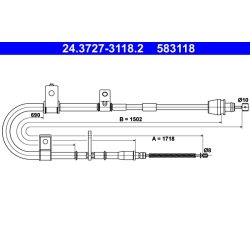 Brake Cable ATE 24.3727-3118.2 OE Ref 597602D010