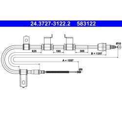 Câble de frein ATE 24.3727-3122.2 pour HYUNDAI GETZ OE 59760-1C800