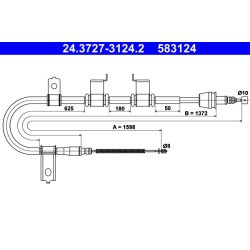 Câble de frein ATE 24.3727-3124.2 pour HYUNDAI GETZ OE 59760-1C000