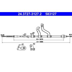 Brake Cable ATE 24.3727-3127.2 OE Ref 59770A6300