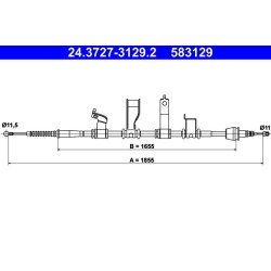 Câble de frein ATE 24.3727-3129.2 pour HYUNDAI, KIA ix20, VENGA