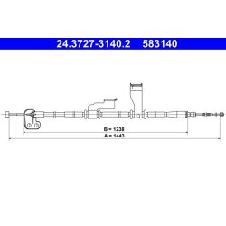 Câble de frein ATE 24.3727-3140.2 pour HYUNDAI i10 OE 59770-0X010