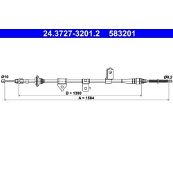 Câble de frein ATE 24.3727-3201.2 pour KIA RIO OE 0K30A-44-410H