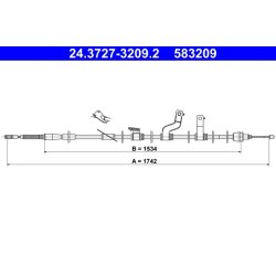Câble de frein ATE 24.3727-3209.2 pour KIA CEE'D, PRO OE 59760-A2300