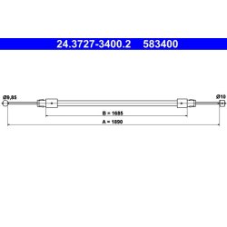 Câble de frein ATE 24.3727-3400.2 pour AUDI, VW Q7, TOUAREG OE 7L0721556