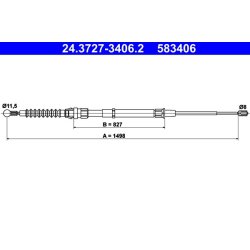 Câble de frein ATE 24.3727-3406.2 pour VW Coccinelle OE 5C0609721AJ