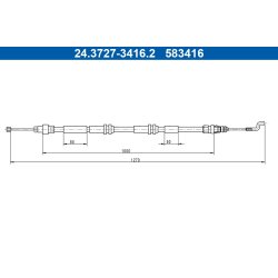 Câble de frein ATE 24.3727-3416.2 pour VW OE 7H8609701G