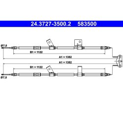 Câble de frein ATE 24.3727-3500.2 pour VAUXHALL ADAM OE 13390036