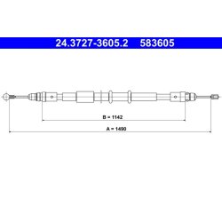 Câble de frein ATE 24.3727-3605.2 pour VAUXHALL, RENAULT, OE 93168951
