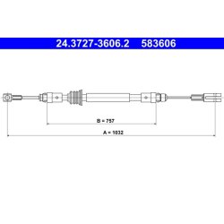 Câble de frein ATE 24.3727-3606.2 pour VAUXHALL, RENAULT, OE 93197703