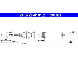 Clutch Cable ATE 24.3728-0101.2 OE Ref 867721335C