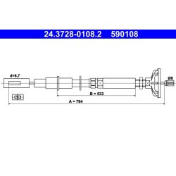 Clutch Cable ATE 24.3728-0108.2 OE Ref 171721335E
