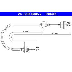 Clutch Cable ATE 24.3728-0305.2 OE Ref 96104679