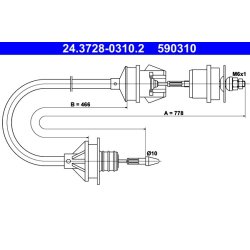 Clutch Cable ATE 24.3728-0310.2 OE Ref 96097749