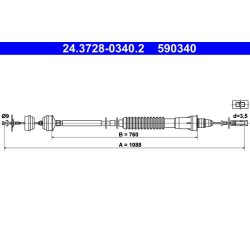Clutch Cable ATE 24.3728-0340.2 OE Ref 1476128080