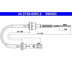 Clutch Cable ATE 24.3728-0503.2 OE Ref 7710210