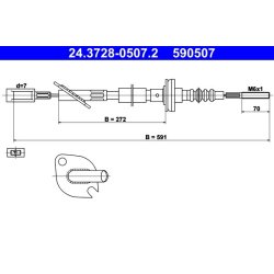 Clutch Cable ATE 24.3728-0507.2 OE Ref 7680262