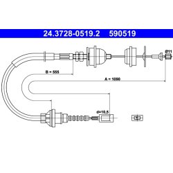 Clutch Cable ATE 24.3728-0519.2 OE Ref 2150T7