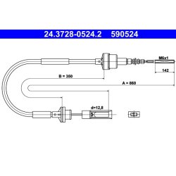 Clutch Cable ATE 24.3728-0524.2 OE Ref 7771565