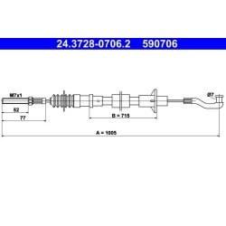 Clutch Cable ATE 24.3728-0706.2 OE Ref 669096