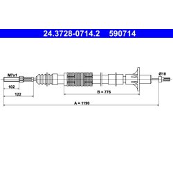 Clutch Cable ATE 24.3728-0714.2 OE Ref 90223402